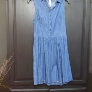 Blue with white polkadots Denim dress